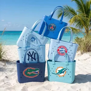 Custom Logo Printed Solid Color EVA Fashion Lady Beach Tote Bag Waterproof Lightweight Durable Large Capacity Wide Mouth