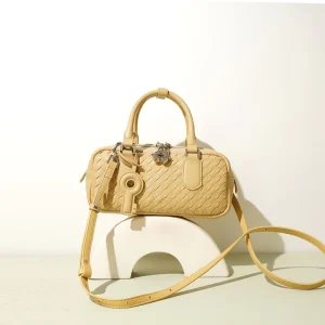 Custom Logo Quiet Luxury Woven Split Leather Handbag Women Mini Boston Bag OEM ODM Interrecciato Crossbody Purse