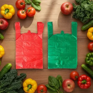 Custom Logo Red PE T Shirt Bag Vest Grocery Carry Out Shopping Food Packaging Gravure Printing Plastic Bag