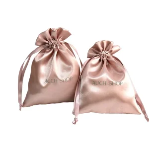 Custom Logo Reusable Travel Portable Pouch Candy Color Silk Satin Cloth Drawstring Dust Jewelry Bag Stylish Lady