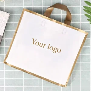 Custom Logo Silk Screen Printed Recycled Plastic Shopping Bags for Clothing & Gift Use Durable Multi Purpose Retail Bags