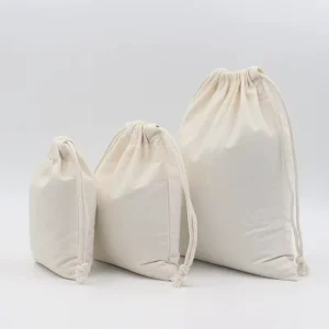 Custom Logo Size Eco Friendly Recycled Cotton Canvas Tote Bag Drawstring Dust Bag Durable Jewelry Pouch Shoes Dust Bag