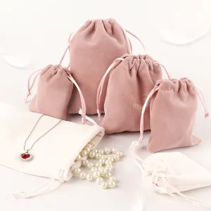 Custom Logo Small Gift Pouch for Ring Storage Velvet Jewelry Drawstring Pouch Bags
