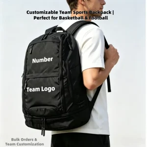 Custom Logo Sports Backpack for Clubs Teams Low MOQ Team Basketball Football Bag Wet Dry Gym Backpack with Shoe Pocket