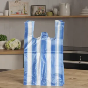 Custom Logo Stand-Up Vest Bag for Supermarket Shopping Recycled Materials PE T-Shirt Bag With Flexo Printing