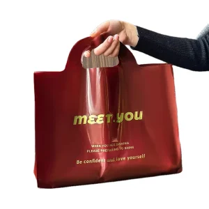 Custom Logo Tote Plastic HandBag Fashion Women’s Shopper Clothes Packaging Bag Shopping Bags for Boutique Clothing Shop