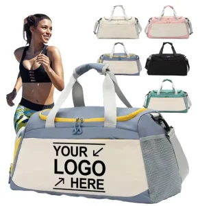 Custom Logo Unisex Large Capacity Portable Single Shoulder Outdoor Sport Yoga Travel Duffel Gym Bag with Shoe Compartment