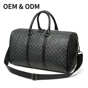 Custom Logo Vintage PU Leather Travel Bag Leather Duffel Mens Weekend Bag Factory Waterproof Retro Overnight Gym Bag