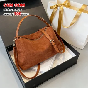 Custom Logo Waterproof Fashion Women PU Leather Suede Chains Winter Messenger Shoulder Crossbody Handbag