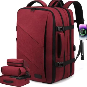Custom Logo Waterproof Large 4 1 Travel Backpack Gray Canvas Business Laptop Bag USB Unisex with Zipper Hasp Closure 36-59L