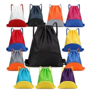 Custom Logo Waterproof Sports Gym Beach Travel Camping Workout Gear Storage Cinch Drawstring Backpack Bag
