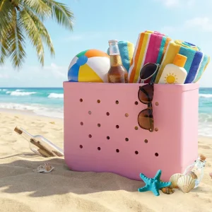 Custom Logo Women Beach Bags XL EVA Beach Bag with Strap DIY Colorful Rubber Beach Tote Bags Water Proof Light Shopping Handbag