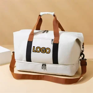 Custom Logo Women Oxford Gym Fitness Duffle Bag Travel Tote Shoes Compartment Weekender Overnight Tote Large Capacity Travel Bag