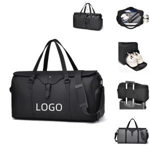 Custom Logo Zippered Closure PU Leather Gym Sport Duffle Tote Bag Waterproof Durable for Men’s Daily Fashion