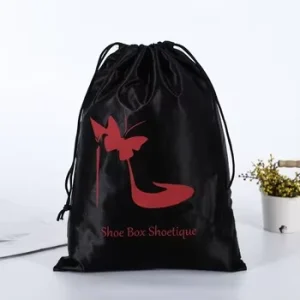 Custom Luxury Silk Satin Hair Bundle Dust Bag Wig Handbag Shoe Hat Packaging Gift Storage Bags Drawstring Pouch for Baseball Cap