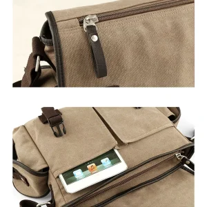 Custom Men Canvas Messenger Bag Fashion Casual Classic Crossbody Leisure Bag with Personalized Message