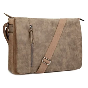 Custom Mens Laptop Messenger Bag Waterproof PU Leather Canvas Satchel Crossbody Bags Briefcase Office Bag
