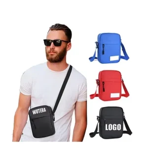 Custom Men’s Waterproof Cross Body Pack One Strap Oxford Side Bags Durable Polyester Lined Messenger Sling Zipper Closure Travel