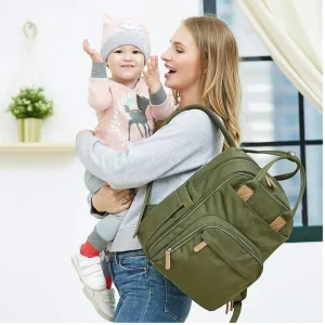 Custom Mommy Waterproof Outdoor Women’s Portable Large Capacity Polyester Backpack Diaper Bag for Mothers
