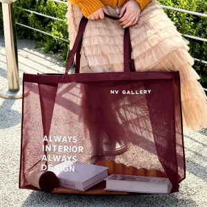 Custom Net Shopping Bags Shoes Clothing Durable Washable Travel Tote Bag Shoulder Handbag Beach Bags