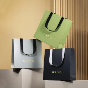 Custom Paper Shopping Bags Logo Printed Luxury Gift Paper Bag Packaging With Handle