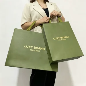 Custom Personal Luxury Large Shopping Paper Bags with Your Own logo Package Paper Gift Bag Custom Green Paper Bags Print