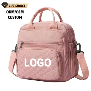 Custom Pink Insulated Ice Thermal Outside Picnic Foods Cooler Lunch Bag for Work Picnic School