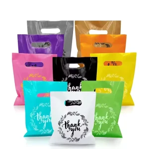 Custom Plastic Bags With Logo Recyclable T shirts Bag Die Cut Handle Groceries Business Promotion Shopping Bags