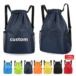 Custom Polyester Folding Waterproof Drawstring Bag Sport Gym String Bag for Outdoor Casual Use