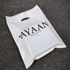 Custom Print Die Cut 30cm X 40cm Plastic Shopping Bags Plastic Die Cut Handle Shopping Bags with Printing