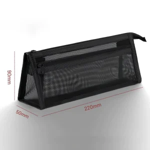 Custom Print Double Pocket Clear Polyester A6 Pencil Bag ECO School Student Triangle Pen Makeup Travel Cosmetic
