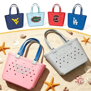Custom Print EVA Beach Bag Stay Upright Waterproof Rubber Tote with Removable Straps Large Capacity Women
