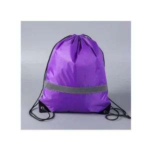 Custom Print Oxford Polyester Purple Colorful Large Visible Reflective Drawstring Backpack Storage Bag for Exercising