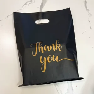 Custom Print Plastic Biodegradable Packing Bag Clothes Bags Black Merchandise Thank You Bags for Boutique Retail Shopping Gift