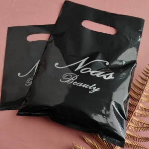 Custom Printed Brand White Die Cut Plastic Handle Bag Apparel HDPE Foldable Carry Bag Large Plastic Shopping Bags