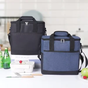 Custom Printed Durable Eco-Friendly Oxford Cloth Waterproof Insulated Thermal Portable Lunch Bag Zipper Closure