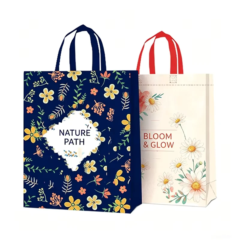 Custom Printed Durable White Non Woven Tote Bag Laminated Reusable Shopping Bag for Boutique Craft Packaging with Logo