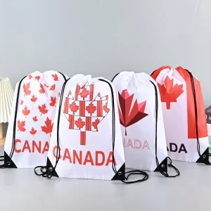 Custom Printed Eco Friendly Polyester Pull String Bags Soccer Sport Drawstring Backpack for US Canada Mexico Football Event