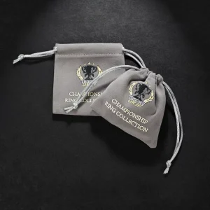 Custom Printed Grey Small Microfiber Faux Suede Jewelry Pouch with Logo