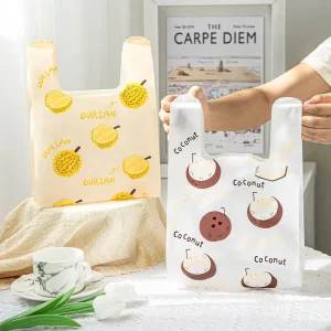 Custom Printed Large HDPE Take T Shirt Bags Luxury Biodegradable Supermarket Shopping Bags Logos Reusable Food Grocery