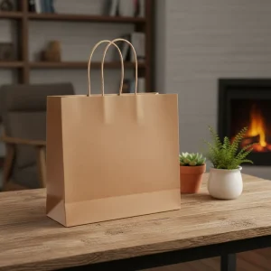 Custom Printed Logo Biodegradable Recyclable Art Paper Sack Gift Bag Handle Supermarket Reusable Foldable