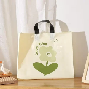 Custom Printed Logo Design LDPE HDPE Handle Plastic Bag Die Cut Bag Shopping Bag for Clothing Shoe Packing