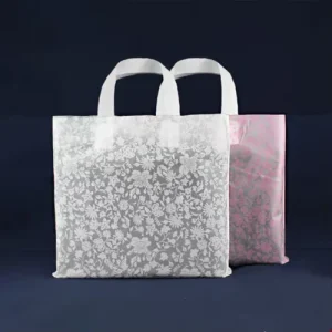 Custom Printed Logo Design LDPE HDPE Handle Plastic Bag Die Cut Tote Shopping Bag for Clothing Shoe Packing With Own Logo