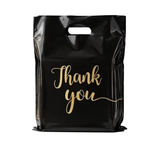 Custom Printed Logo Design Plastic Bag Die Cut Handle Bag Shopping Bag for Clothing Shoes Gift Packing Market Mall