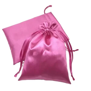 Custom Printed Logo Luxury Reusable Eco Friendly Drawstring Dust Cover Satin Bag for Shoe Storage Jewelry Packaging