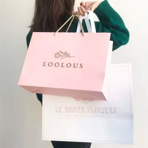 Custom Printed Logo Luxury White Paper Bag Retail Boutique Shopping Bag Gift Paper Bags With Your Own Logo