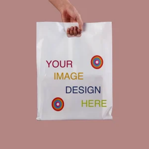 Custom Printed Logo Personalized HDPE LDPE Merchandise Die Cut Plastic Shopping Bag With Handle