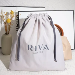 Custom Printed Luxury Logo Large Grey Muslin Cotton Dust Pouch Drawstring Linen Gift Shoe Clothes Hat Packing Shopping Bag