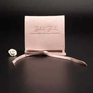 Custom Printed Luxury Recyclable Microfiber Envelope Foldable Square Jewelry Pouch Packaging Earrings Rings Bag with Ribbon