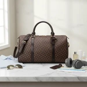 Custom Printed PU Leather Travel Bag Portable Large Capacity Luggage Bag One Shoulder Boston Handbag
